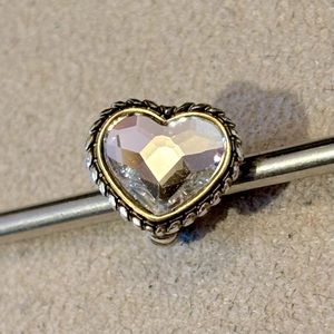 🆕 Brighton Corina Ring bead Clear heart crystal trimmed in silver & gold